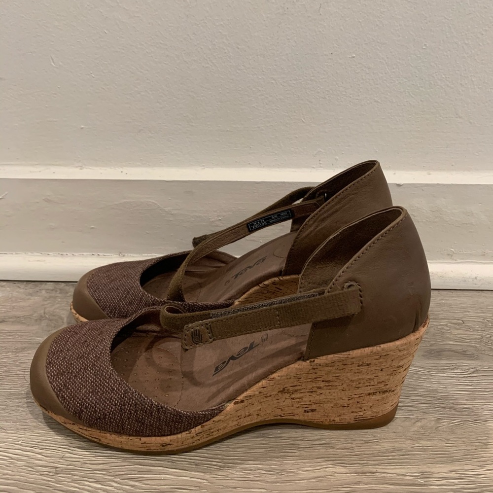 Teva Riviera Mary Jane Cork Wedges Women’s Sz 7